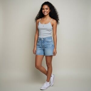 Tommy Hilfiger Tank Top Gray Ribbed Knit Y2K Sleeveless Basic Logo Large‎ L
